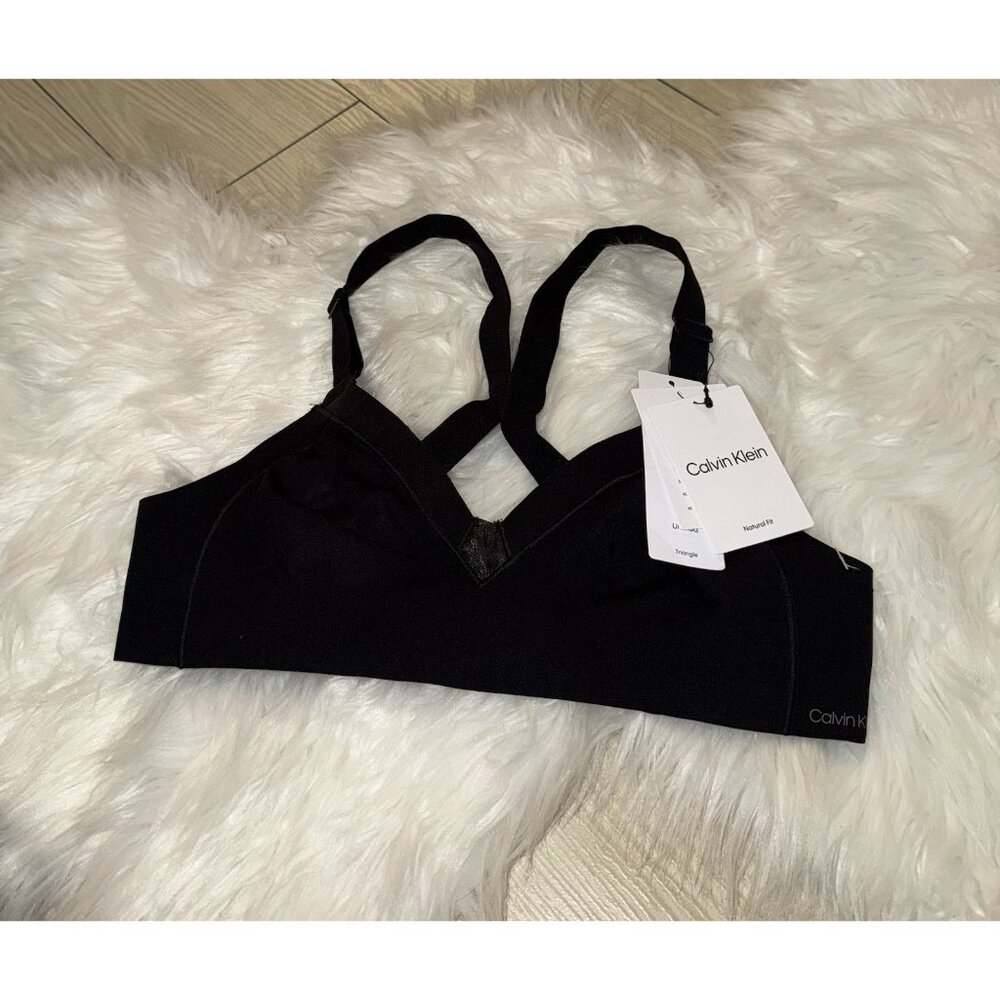 Calvin Klein QF6052 Womens Effortless Motion Unlined Triangle Bra S Small Black
